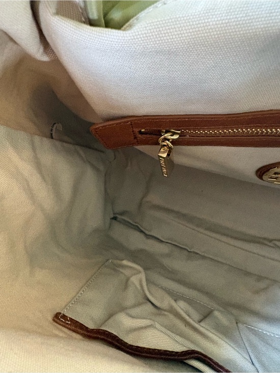 Tory Burch Olive Green Nylon Backpack with Brown Trim and Gold Hardware main image 4